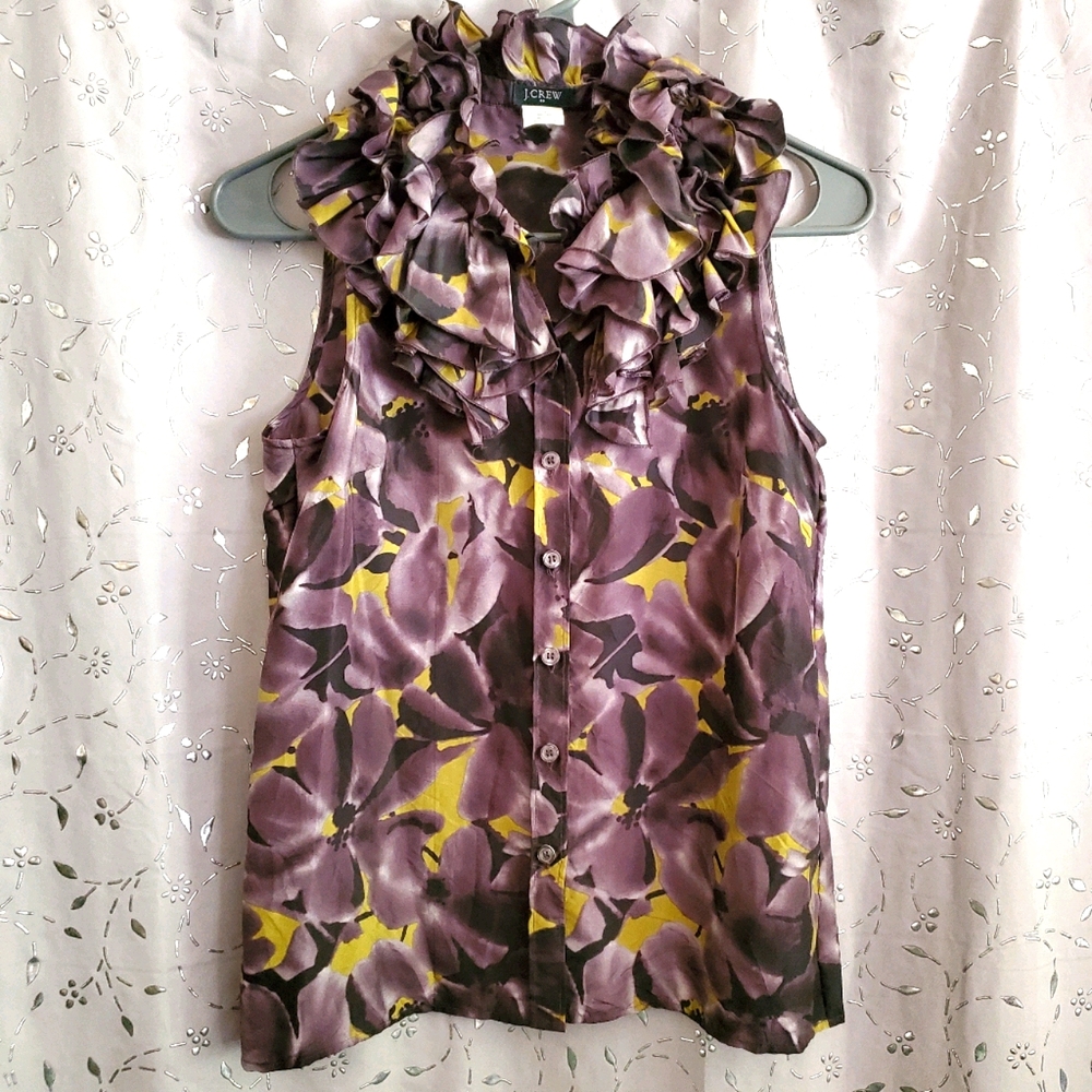 ❌❌ SOLD ❌❌  J. CREW Silk Ruffle Collar Blouse SO CUTE